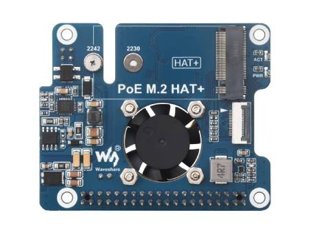 PoE M.2 HAT+ - PCIe adapter for NVMe M.2 drives with PoE support - for Raspberry Pi 5 - Waveshare 28411